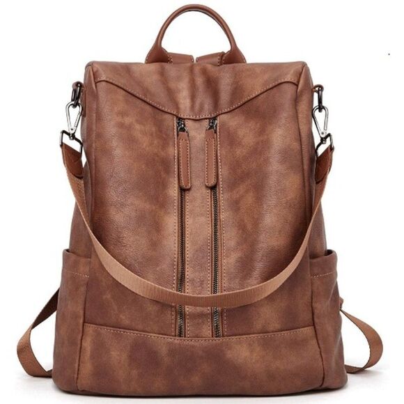 OLYE Leather Backpack for Women- A-brown main image 5